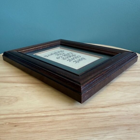 Framed Wall Art With "Dont Count Sheep Talk To The Shepherd" Text In Dark Wood F - Picture 4 of 10